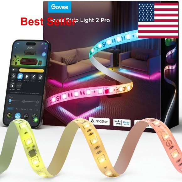 Smart Wi-Fi LED Strip Lights with Matter App Voice Control Modern Decor